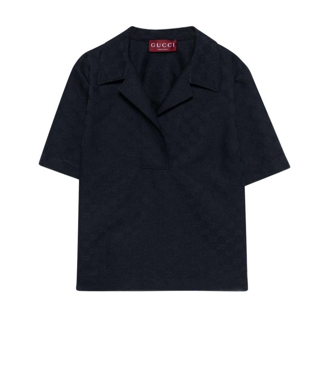 GUCCI Синяя полиэстеровая футболка, фото 1