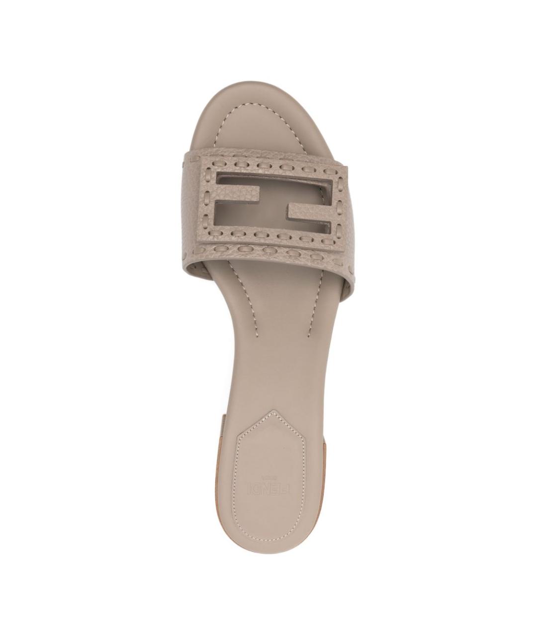 FENDI Серые кожаные сандалии, фото 3