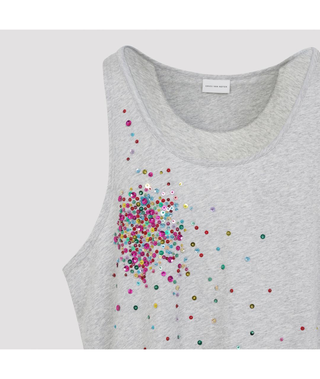 DRIES VAN NOTEN Серая хлопковая майка, фото 4