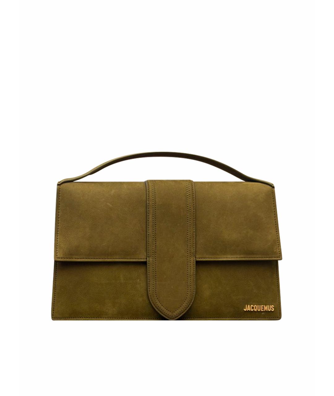 JACQUEMUS Хаки замшевая сумка через плечо, фото 1