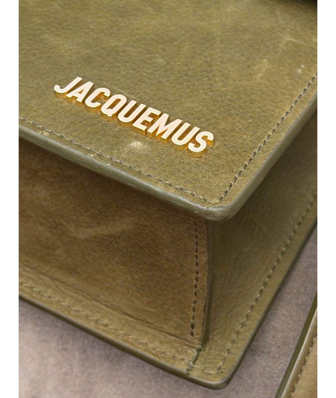 JACQUEMUS Хаки замшевая сумка через плечо, фото 6