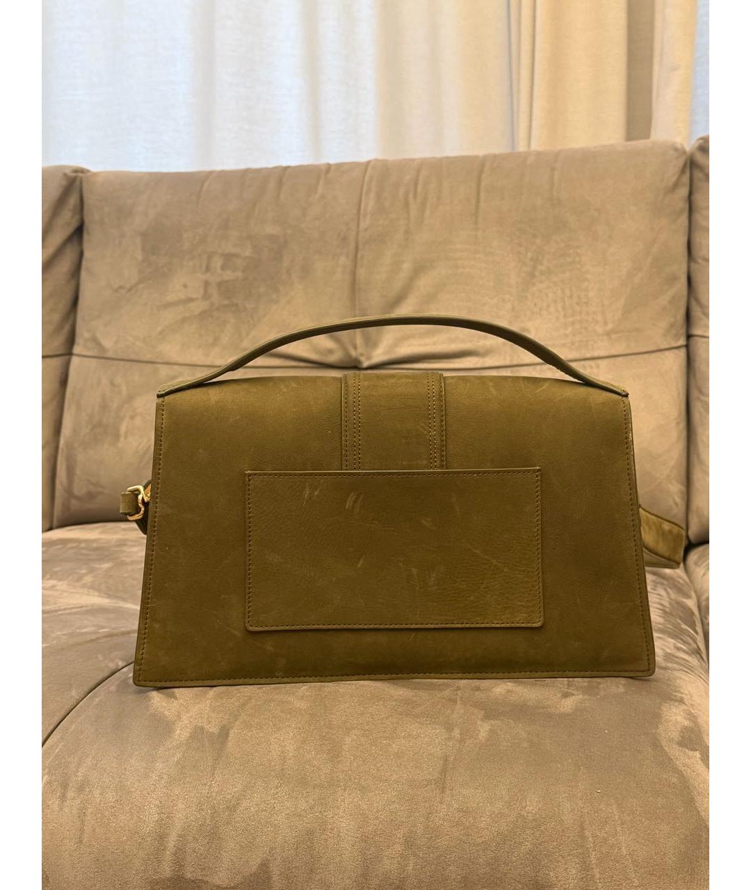 JACQUEMUS Хаки замшевая сумка через плечо, фото 3