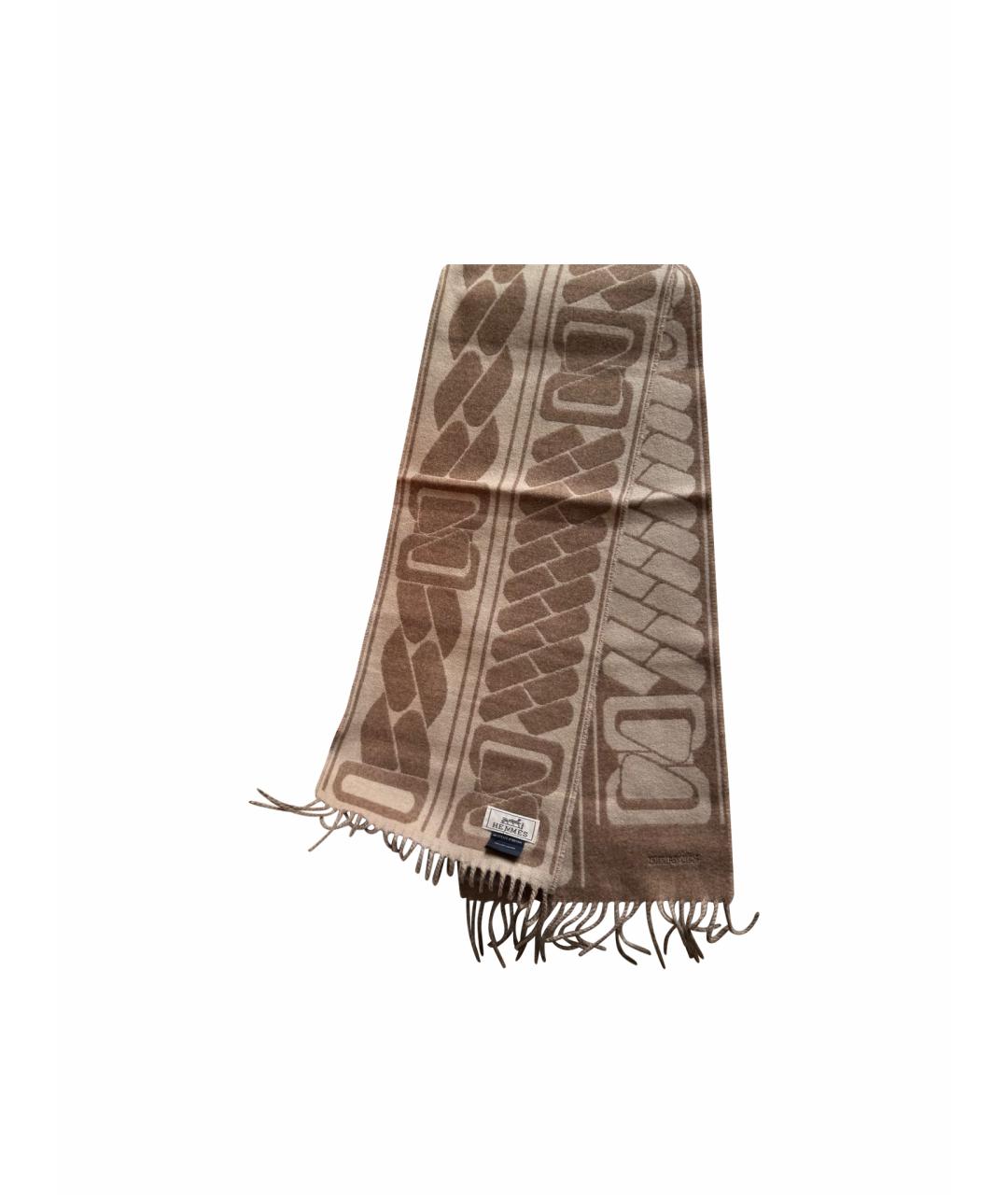 HERMES Бежевый кашемировый шарф, фото 1