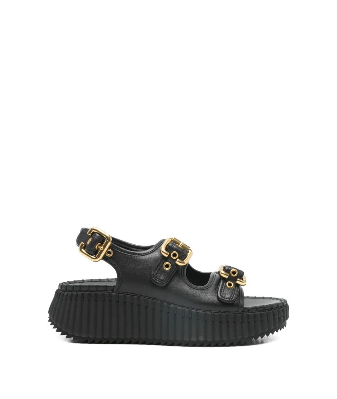 CHLOE Черные кожаные сандалии, фото 1