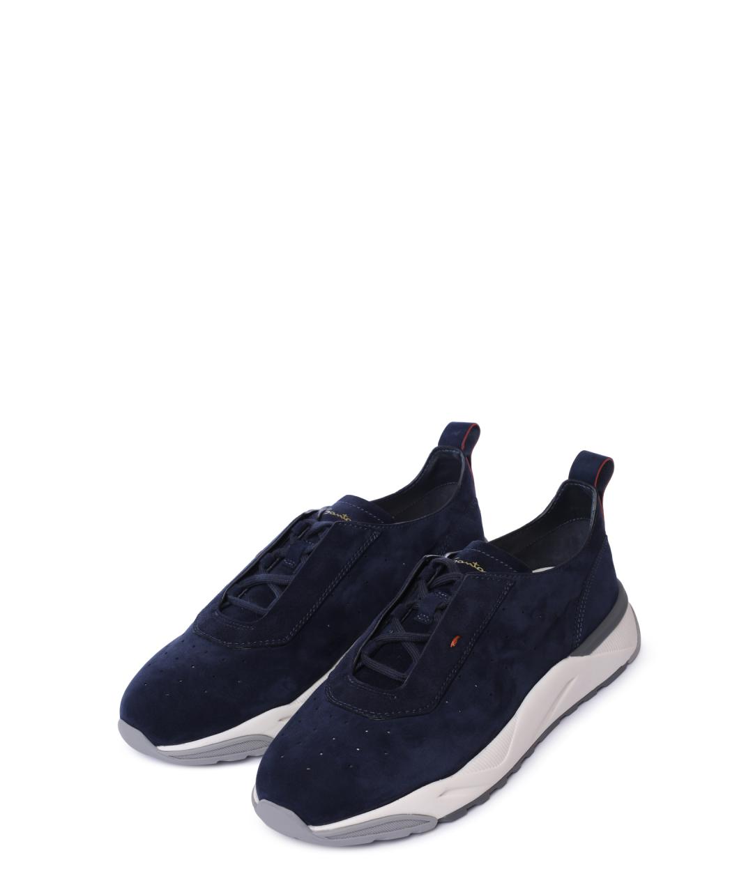 SANTONI Синие замшевые высокие кроссовки / кеды, фото 2