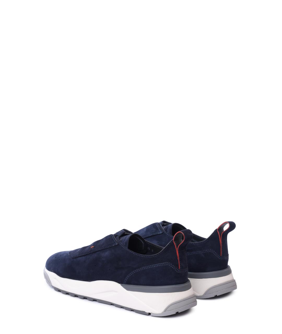 SANTONI Синие замшевые высокие кроссовки / кеды, фото 4