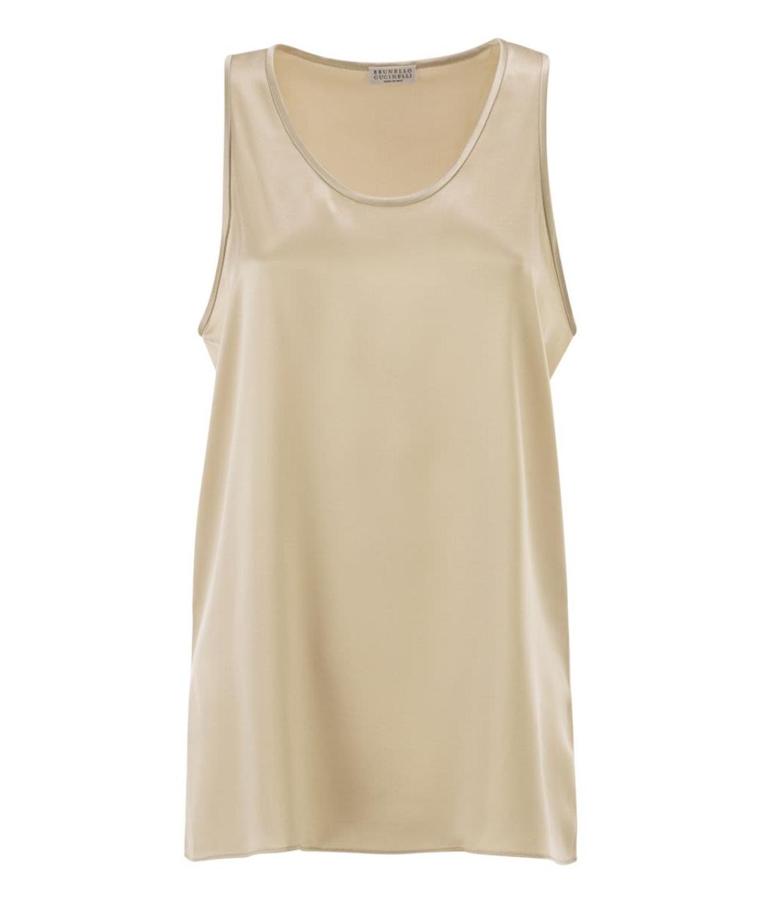 BRUNELLO CUCINELLI Бежевая шелковая майка, фото 1