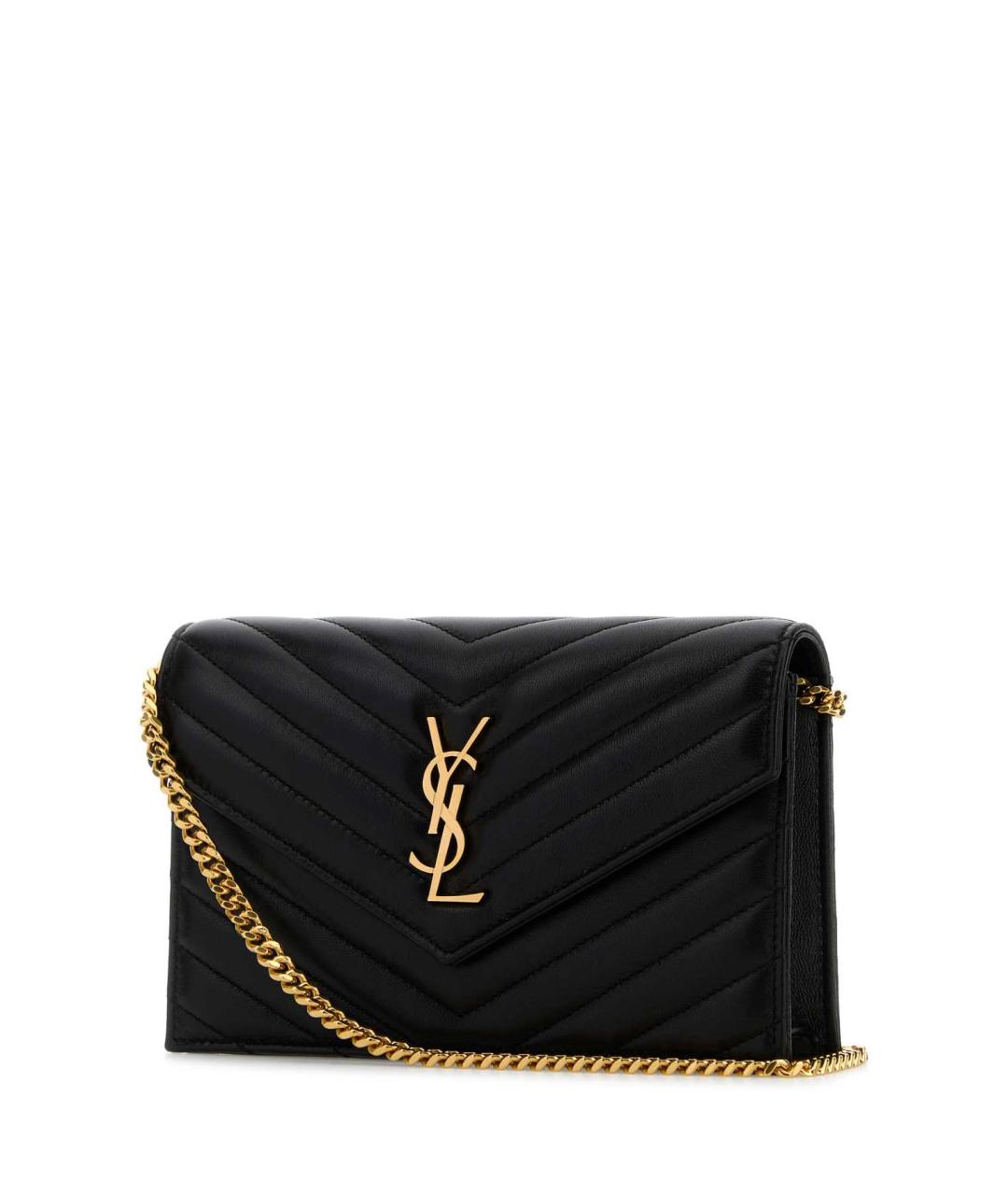 SAINT LAURENT Черная кожаная сумка через плечо, фото 2