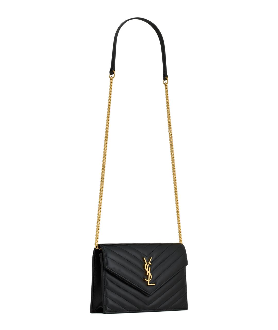 SAINT LAURENT Черная кожаная сумка через плечо, фото 4