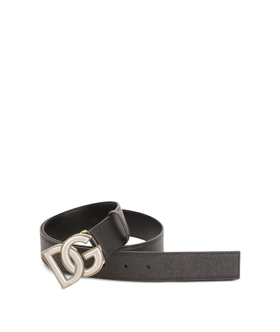 DOLCE&GABBANA Черный кожаный ремень, фото 2