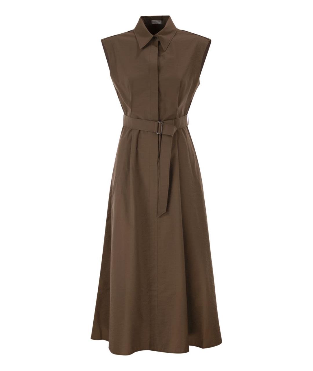 BRUNELLO CUCINELLI Коричневое хлопковое повседневное платье, фото 1