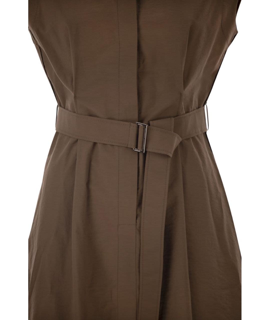BRUNELLO CUCINELLI Коричневое хлопковое повседневное платье, фото 4