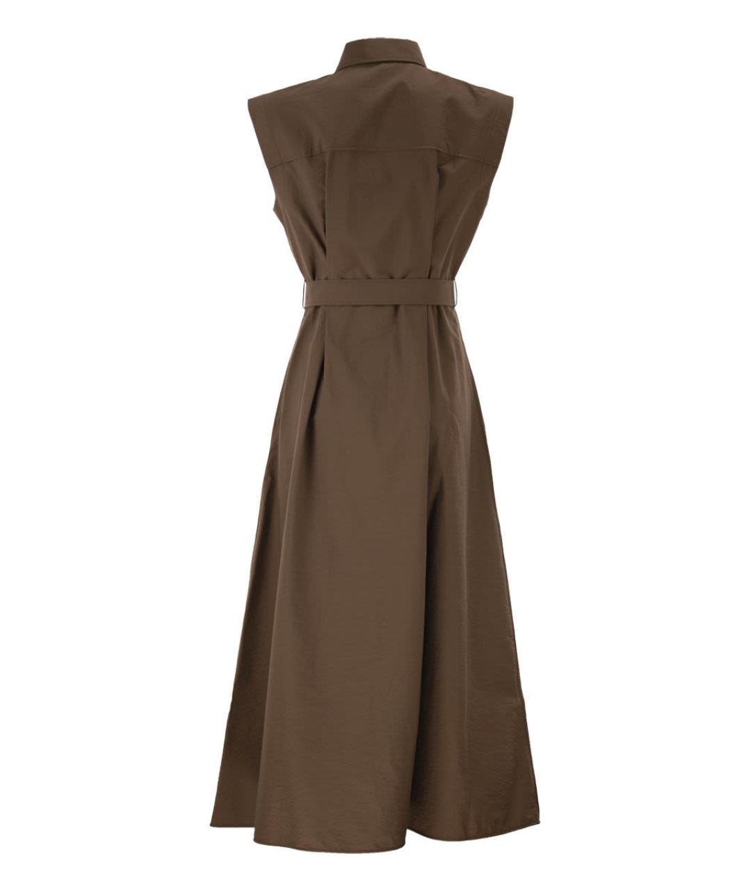 BRUNELLO CUCINELLI Коричневое хлопковое повседневное платье, фото 2