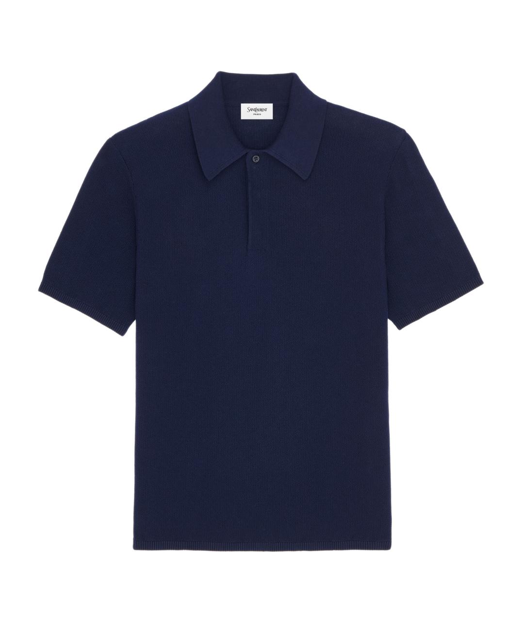 SAINT LAURENT Синее хлопковое поло с коротким рукавом, фото 1