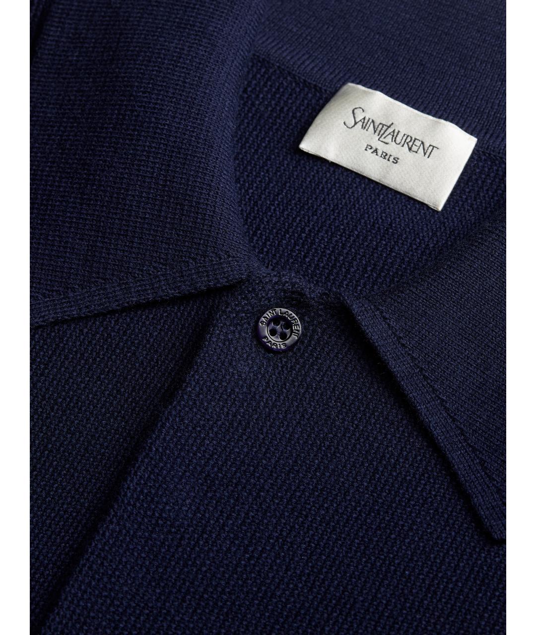 SAINT LAURENT Синее хлопковое поло с коротким рукавом, фото 4