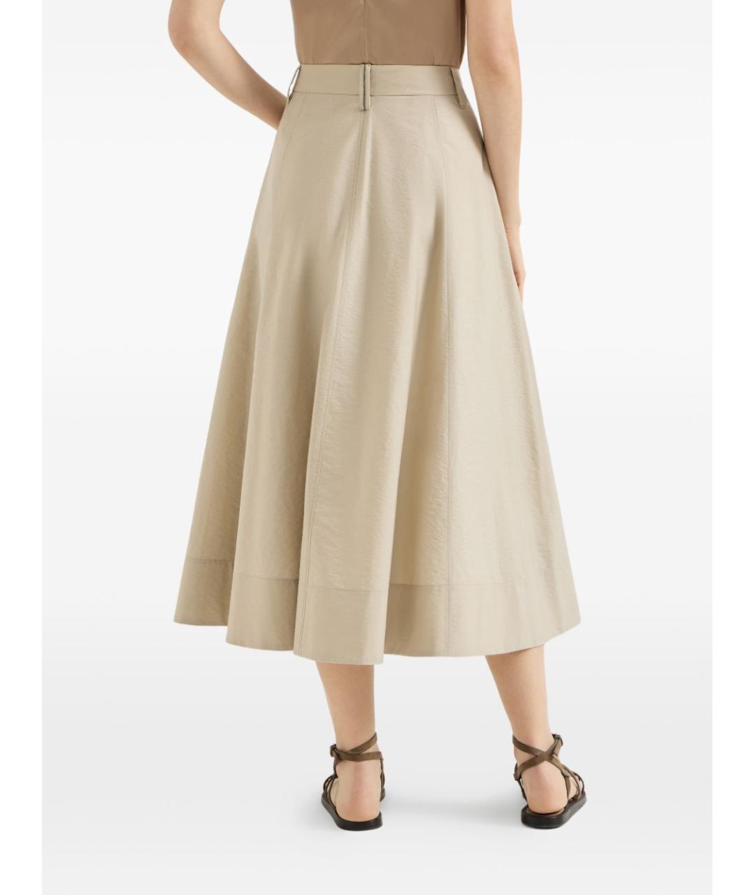 BRUNELLO CUCINELLI Бежевая хлопковая юбка миди, фото 2
