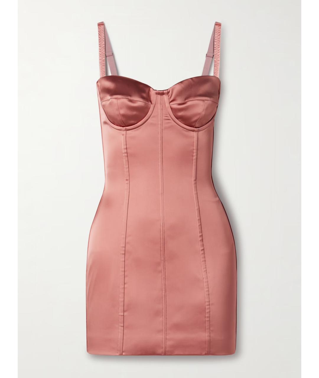 DOLCE&GABBANA Розовое ацетатное коктейльное платье, фото 4