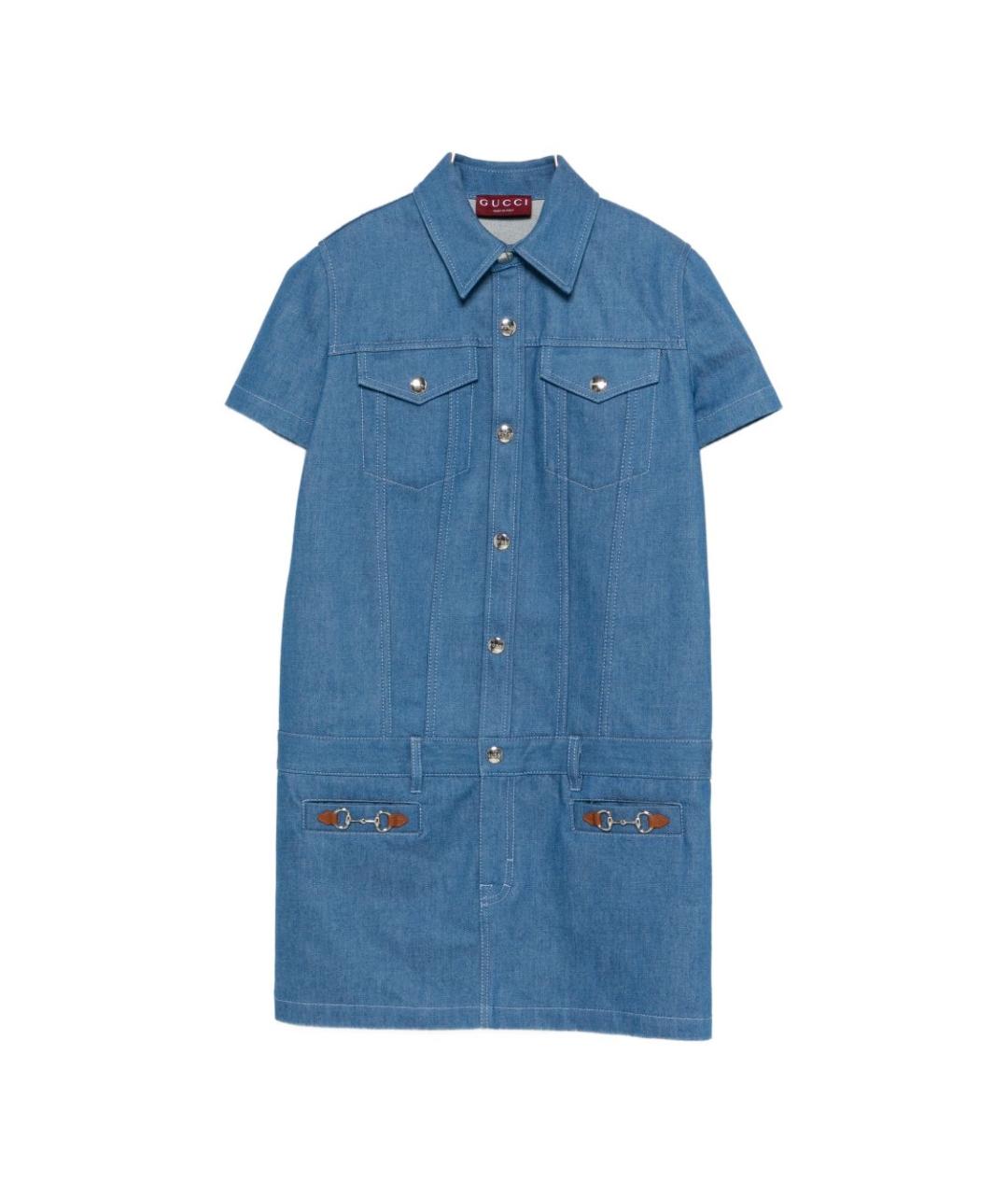 GUCCI Синее хлопковое повседневное платье, фото 1