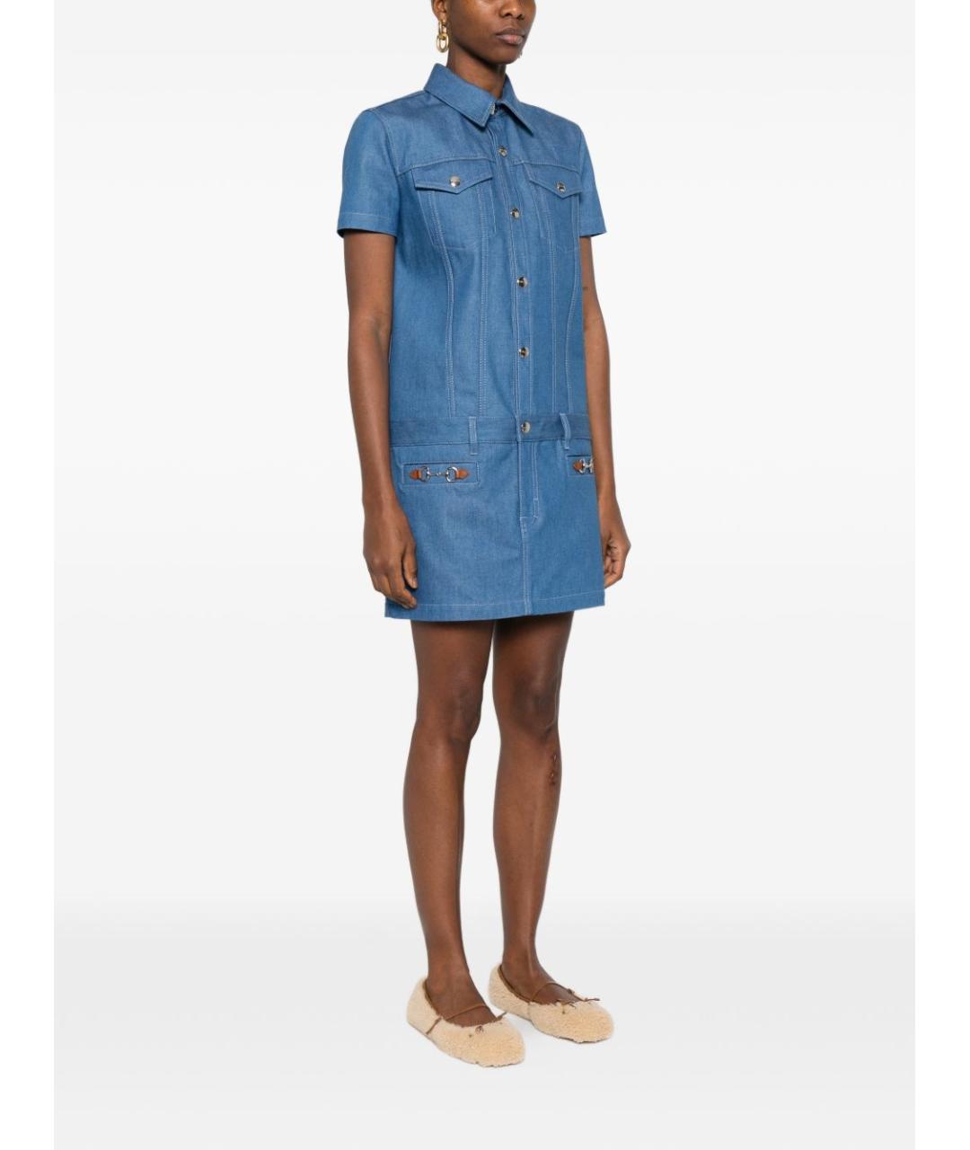 GUCCI Синее хлопковое повседневное платье, фото 2