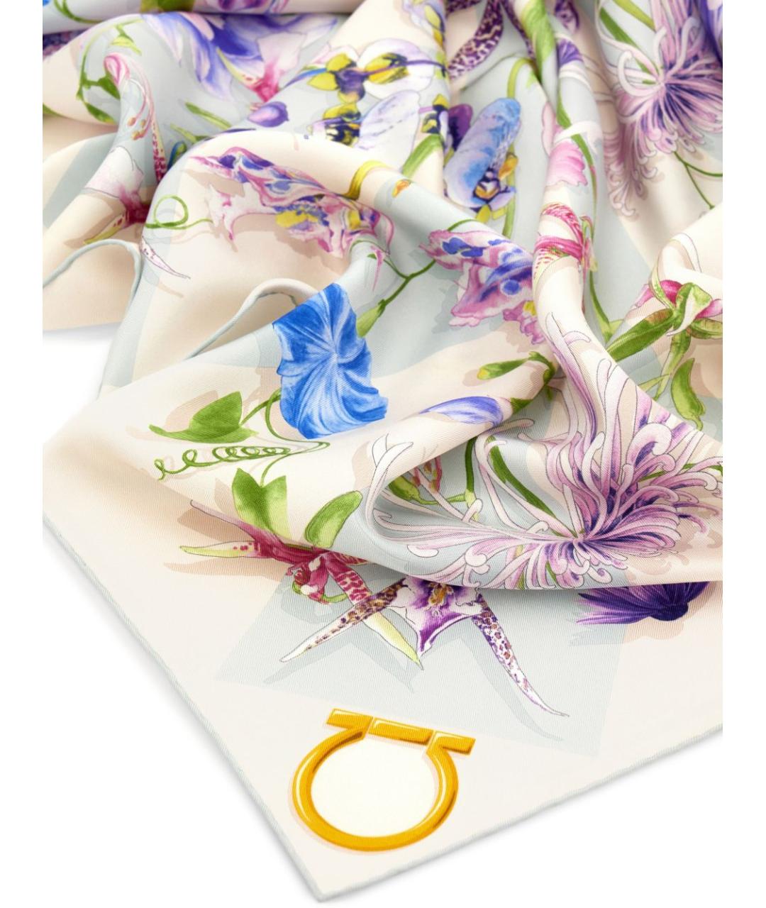 FERRAGAMO Синий шелковый шарф, фото 4