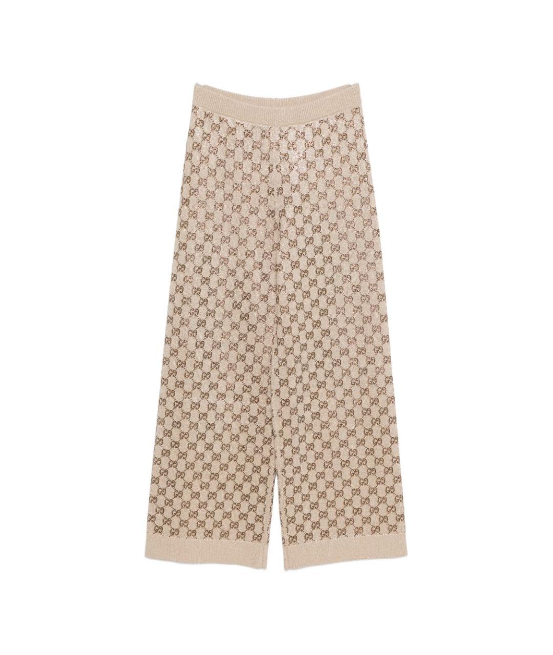 GUCCI Бежевые шерстяные брюки широкие, фото 1