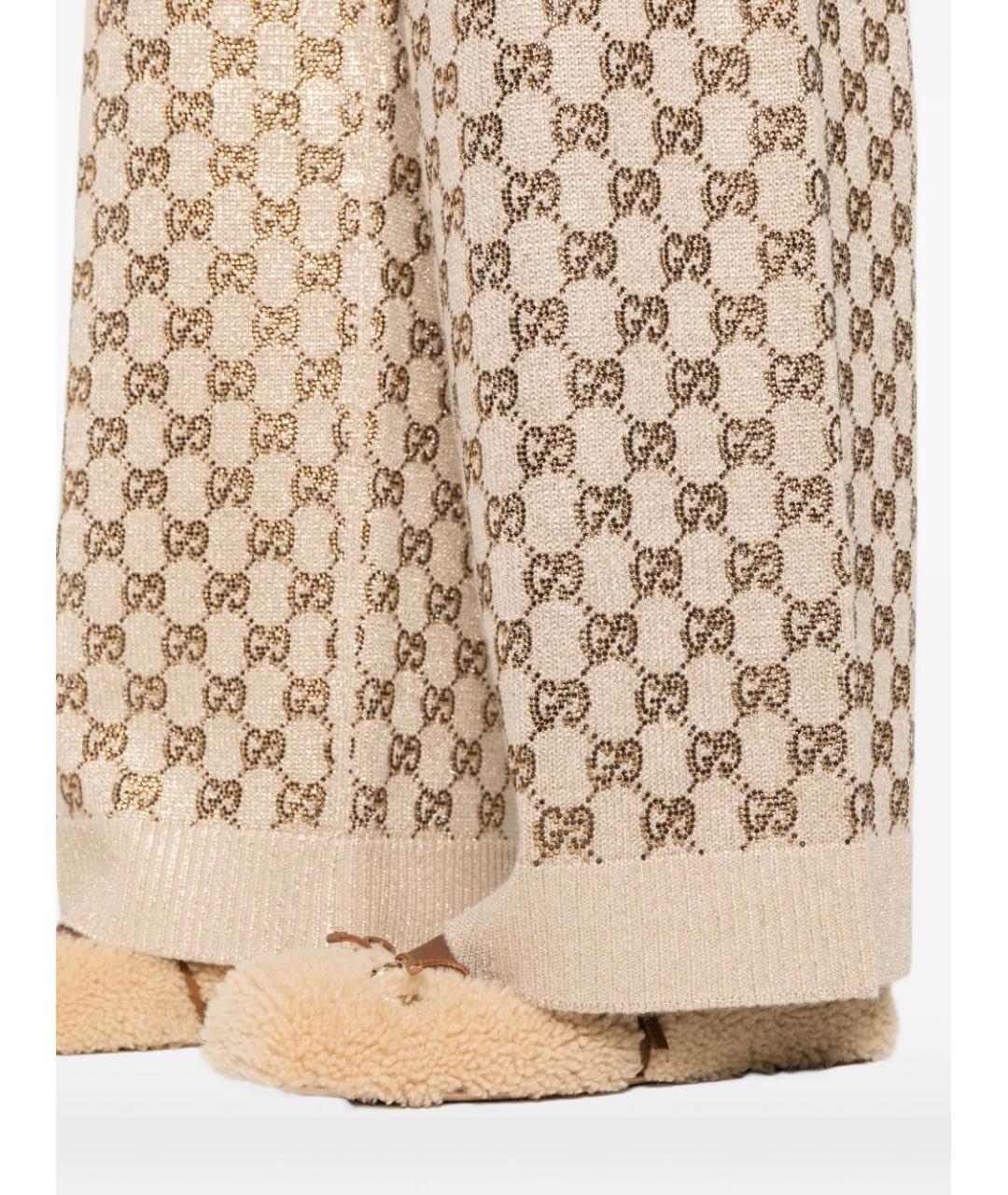 GUCCI Бежевые шерстяные брюки широкие, фото 5