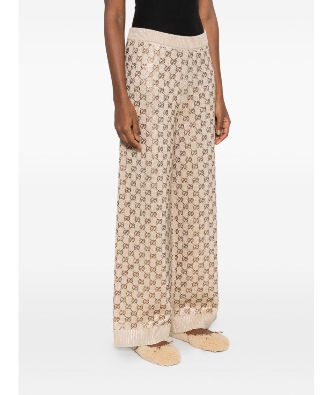 GUCCI Бежевые шерстяные брюки широкие, фото 2