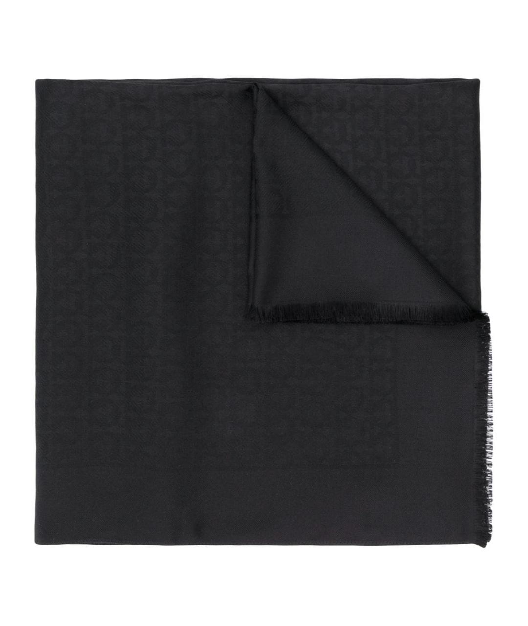 FERRAGAMO Черный шелковый шарф, фото 1