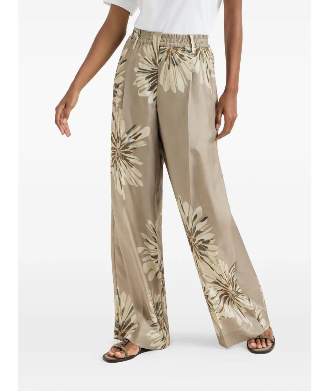 BRUNELLO CUCINELLI Мульти шелковые брюки широкие, фото 4