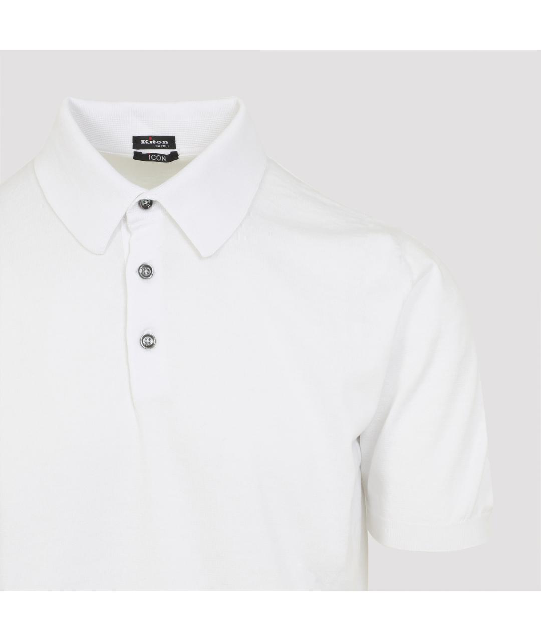 KITON Белое хлопковое поло с коротким рукавом, фото 3