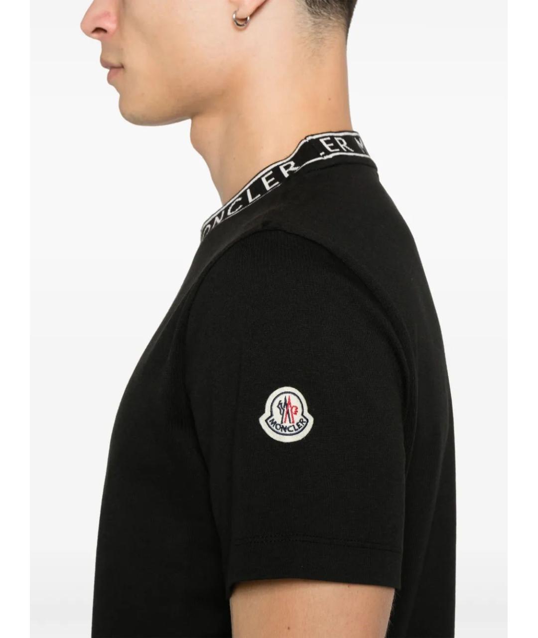 MONCLER Черная хлопковая футболка, фото 4