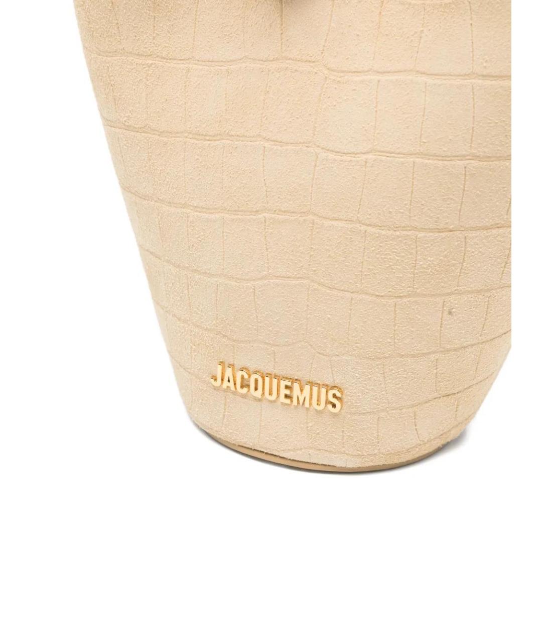 JACQUEMUS Бежевая замшевая сумка тоут, фото 4