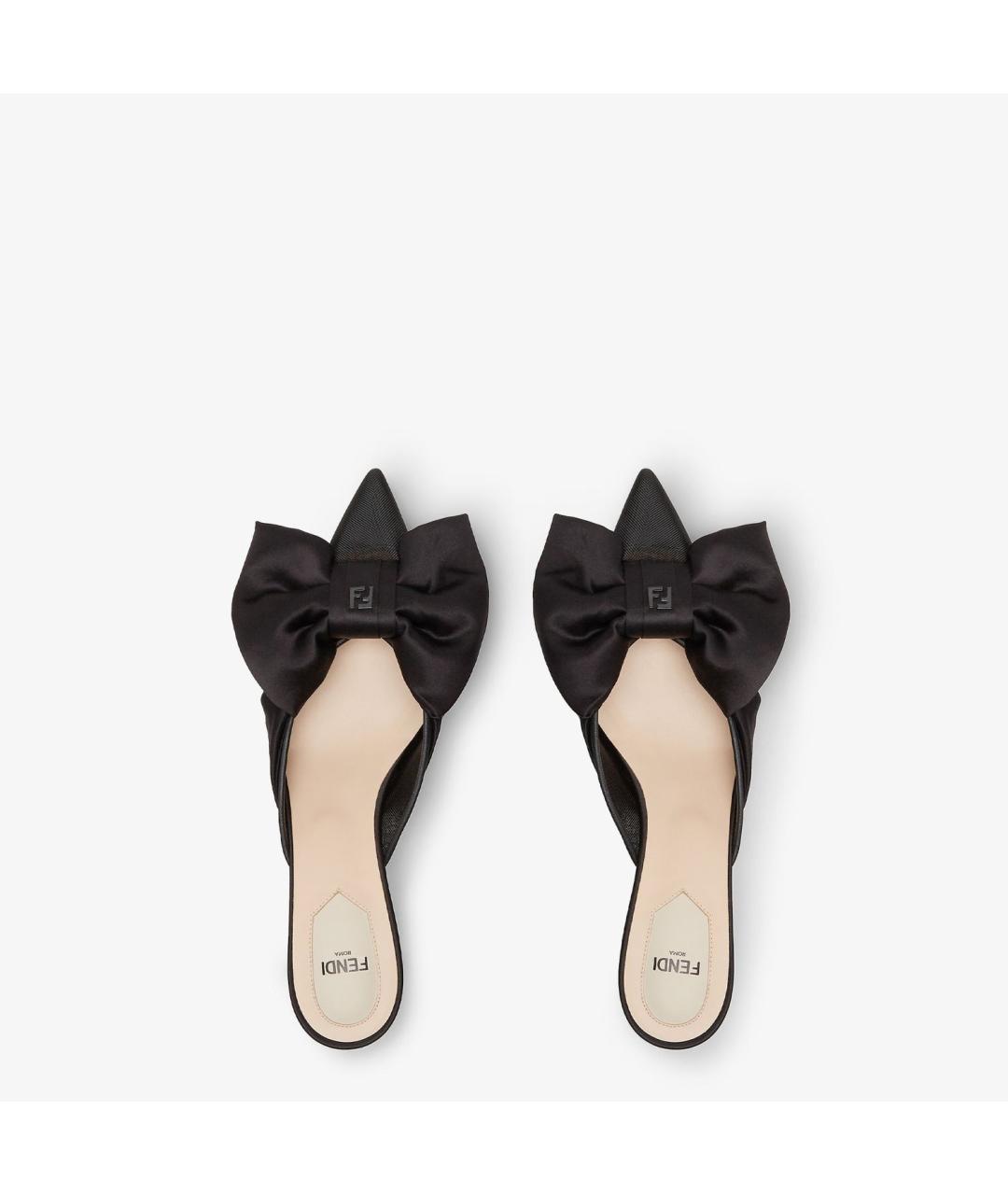 FENDI Черные текстильные мюли, фото 4