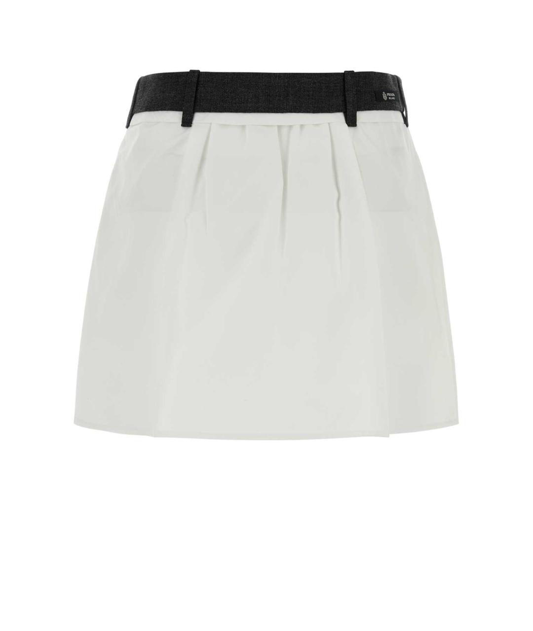PRADA Белая хлопковая юбка мини, фото 2