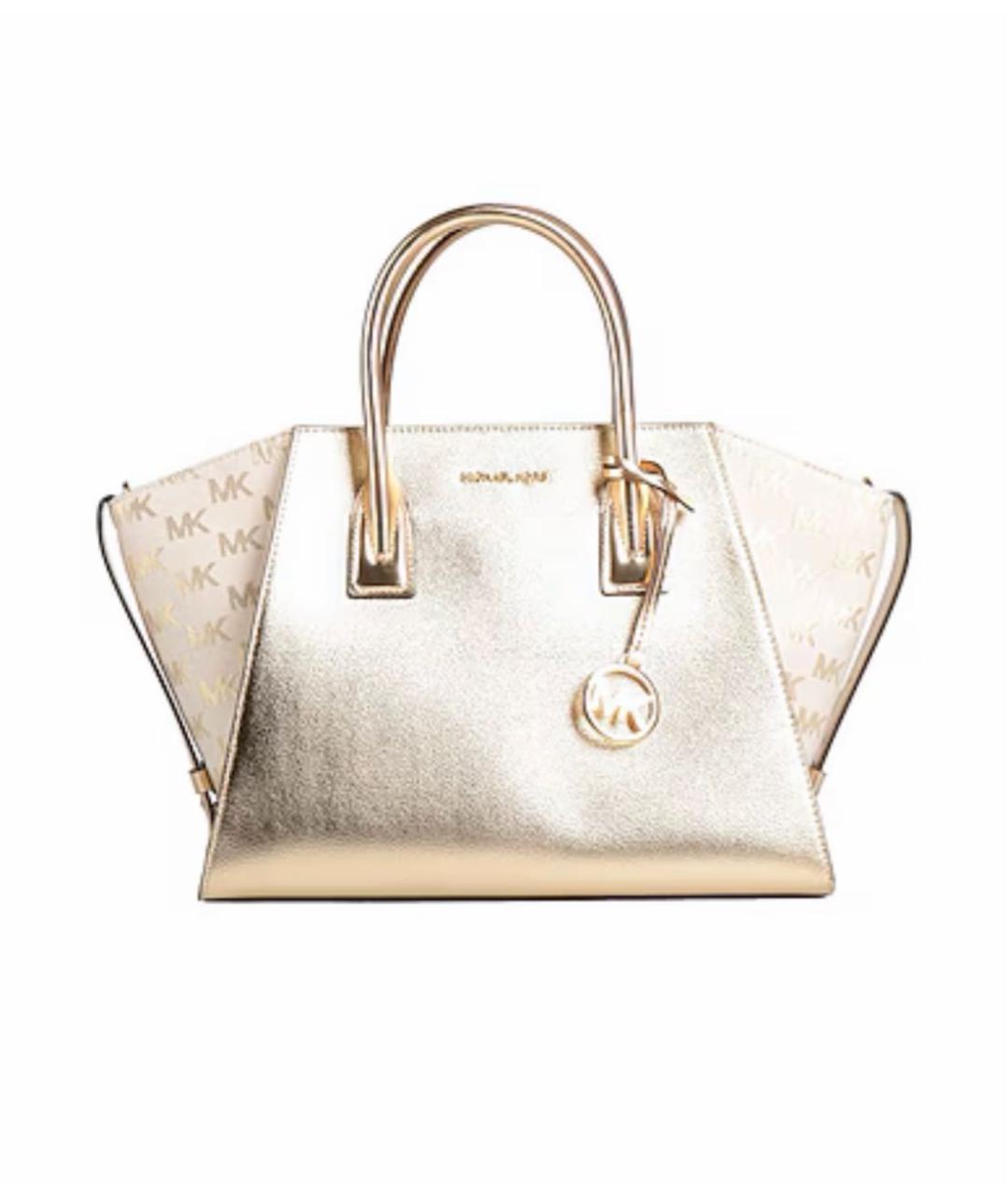 MICHAEL MICHAEL KORS Золотая кожаная сумка через плечо, фото 7