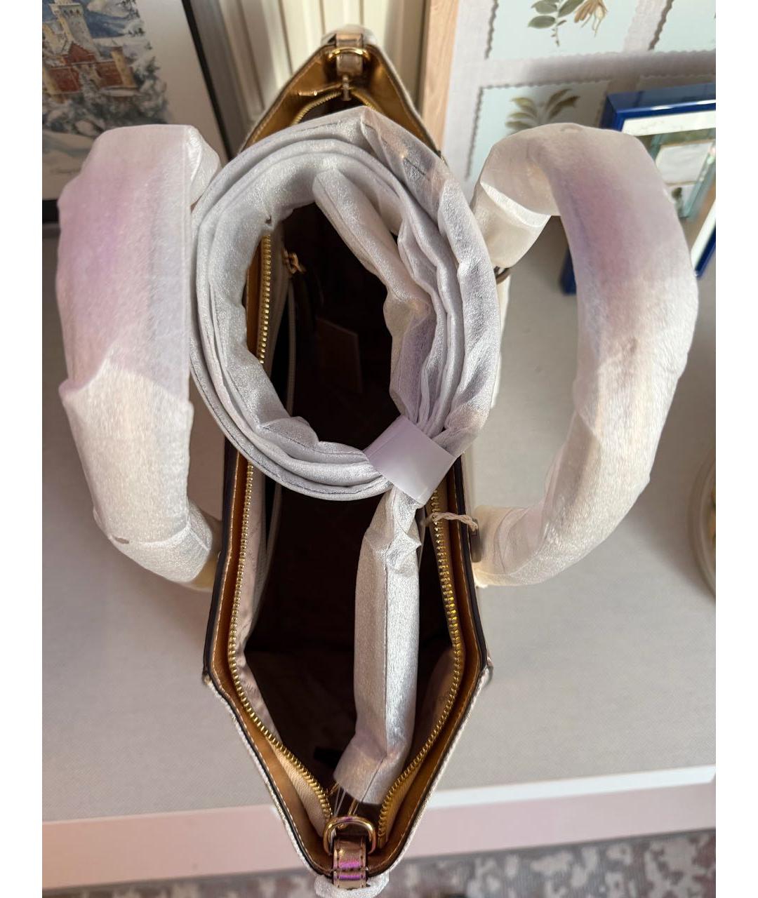 MICHAEL MICHAEL KORS Золотая кожаная сумка через плечо, фото 6