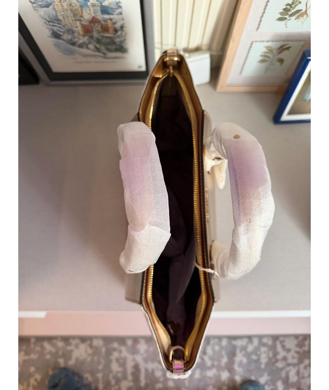 MICHAEL MICHAEL KORS Золотая кожаная сумка через плечо, фото 4