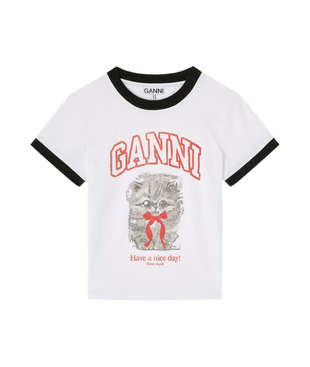 GANNI Хлопковая футболка, фото 1