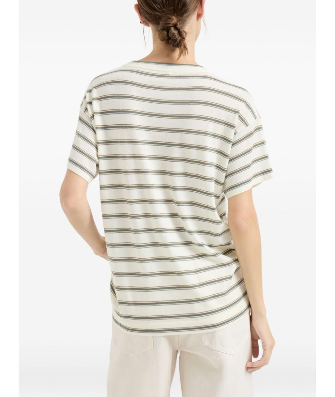 BRUNELLO CUCINELLI Бежевая шерстяная футболка, фото 5