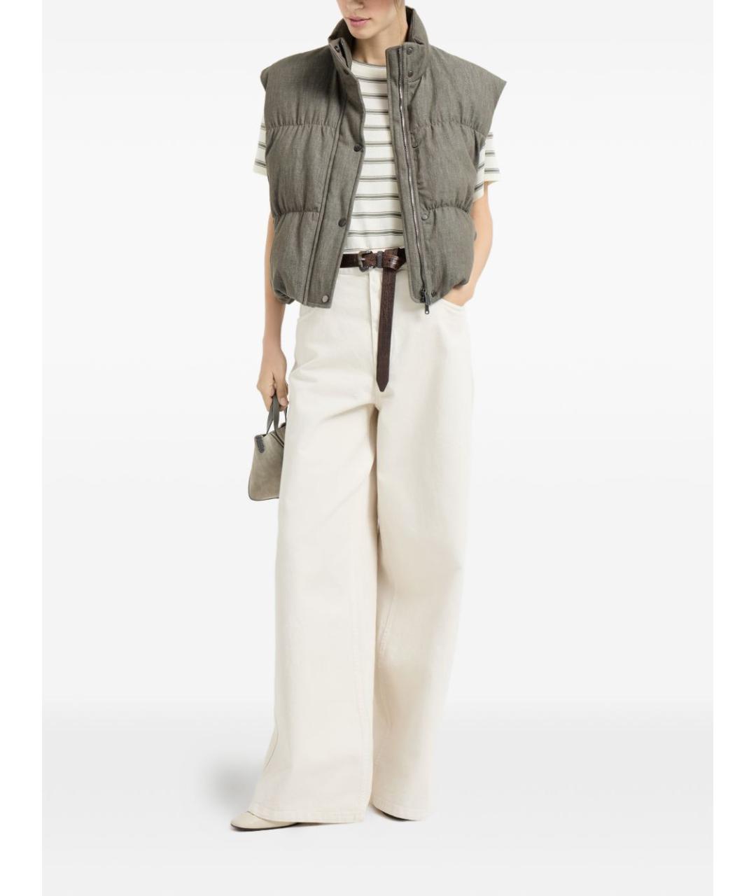 BRUNELLO CUCINELLI Бежевая шерстяная футболка, фото 2