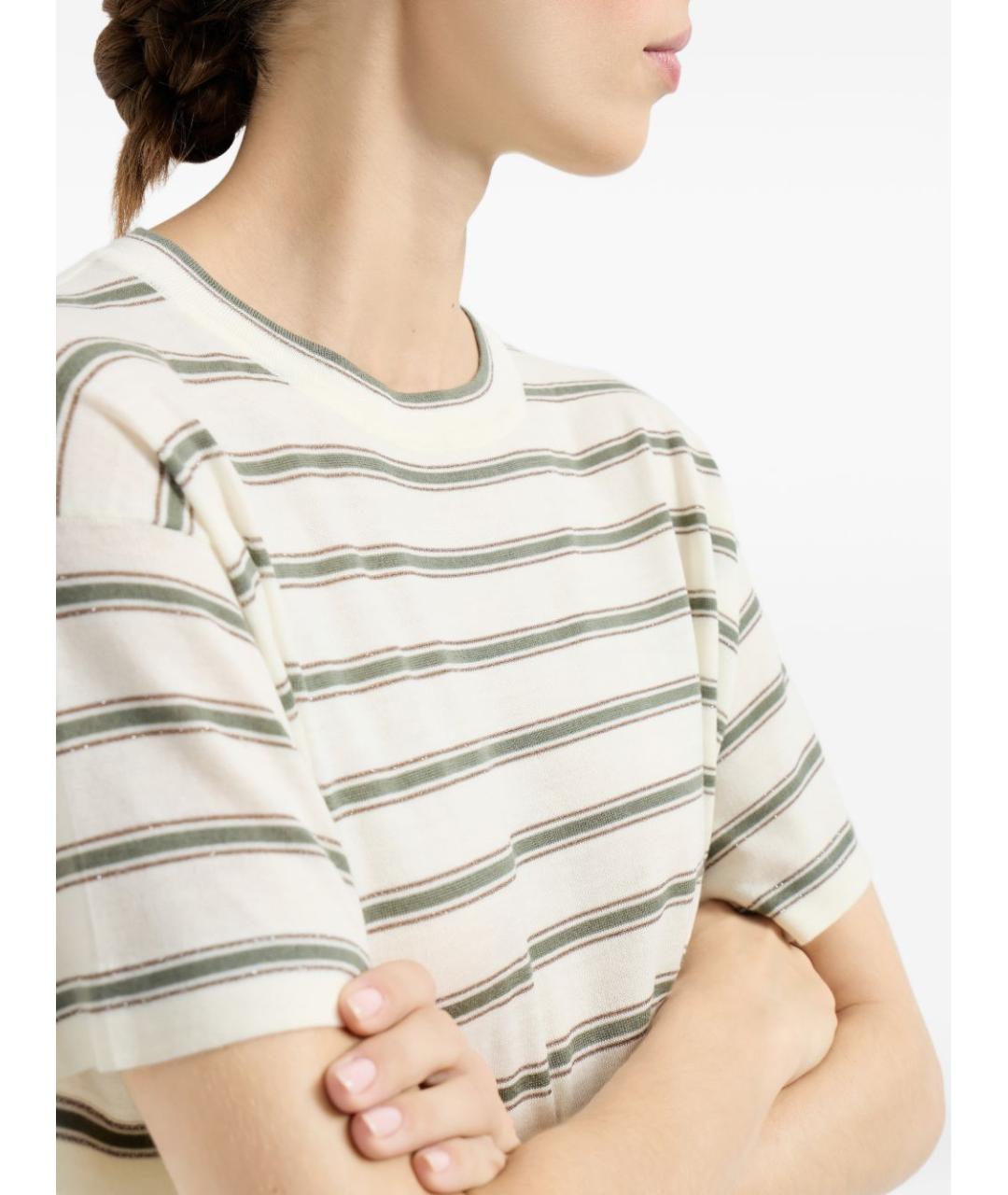 BRUNELLO CUCINELLI Бежевая шерстяная футболка, фото 3