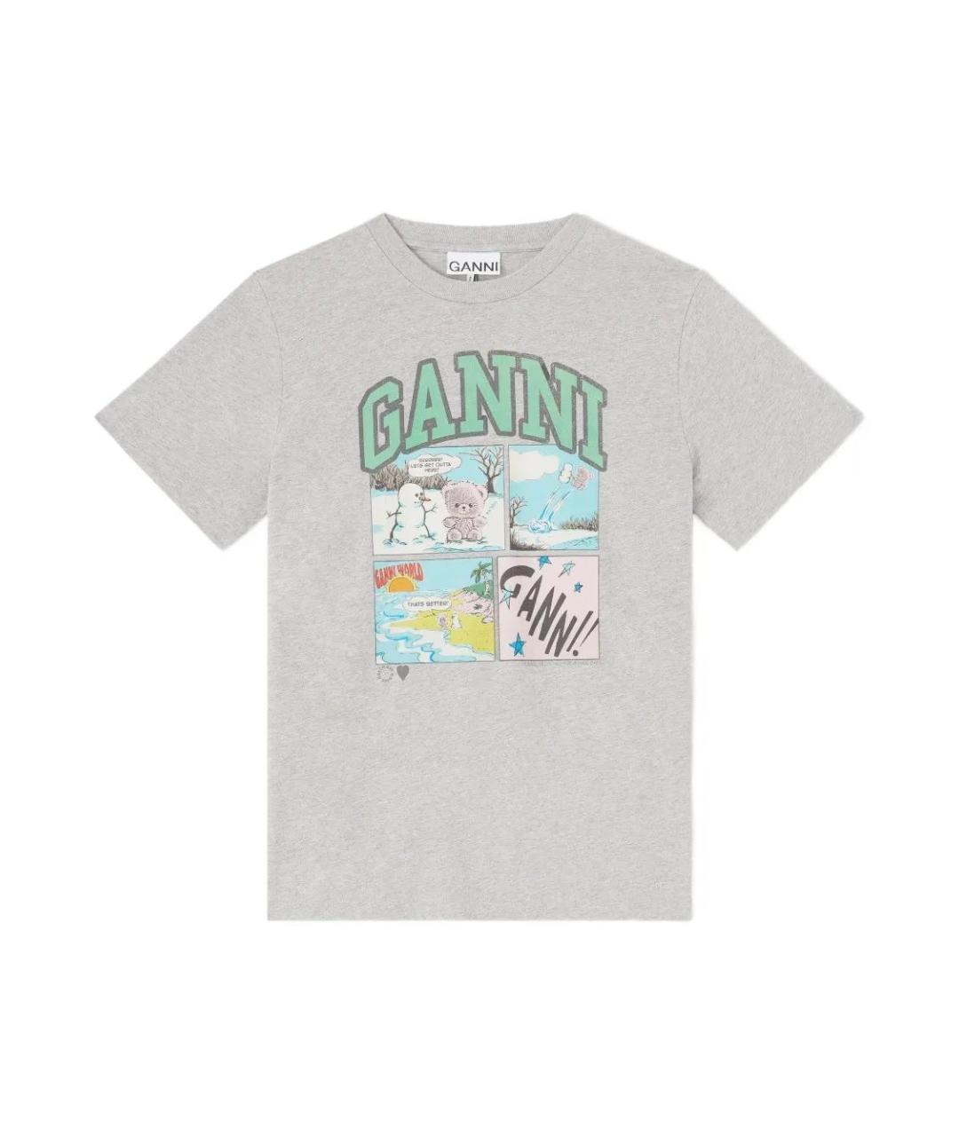 GANNI Хлопковая футболка, фото 1