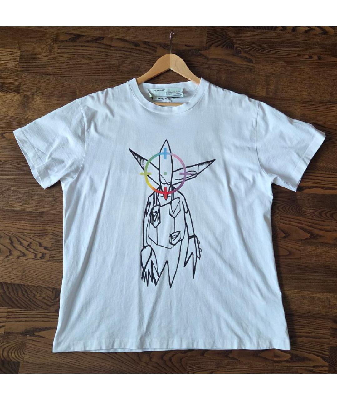 OFF-WHITE Белая хлопковая футболка, фото 7