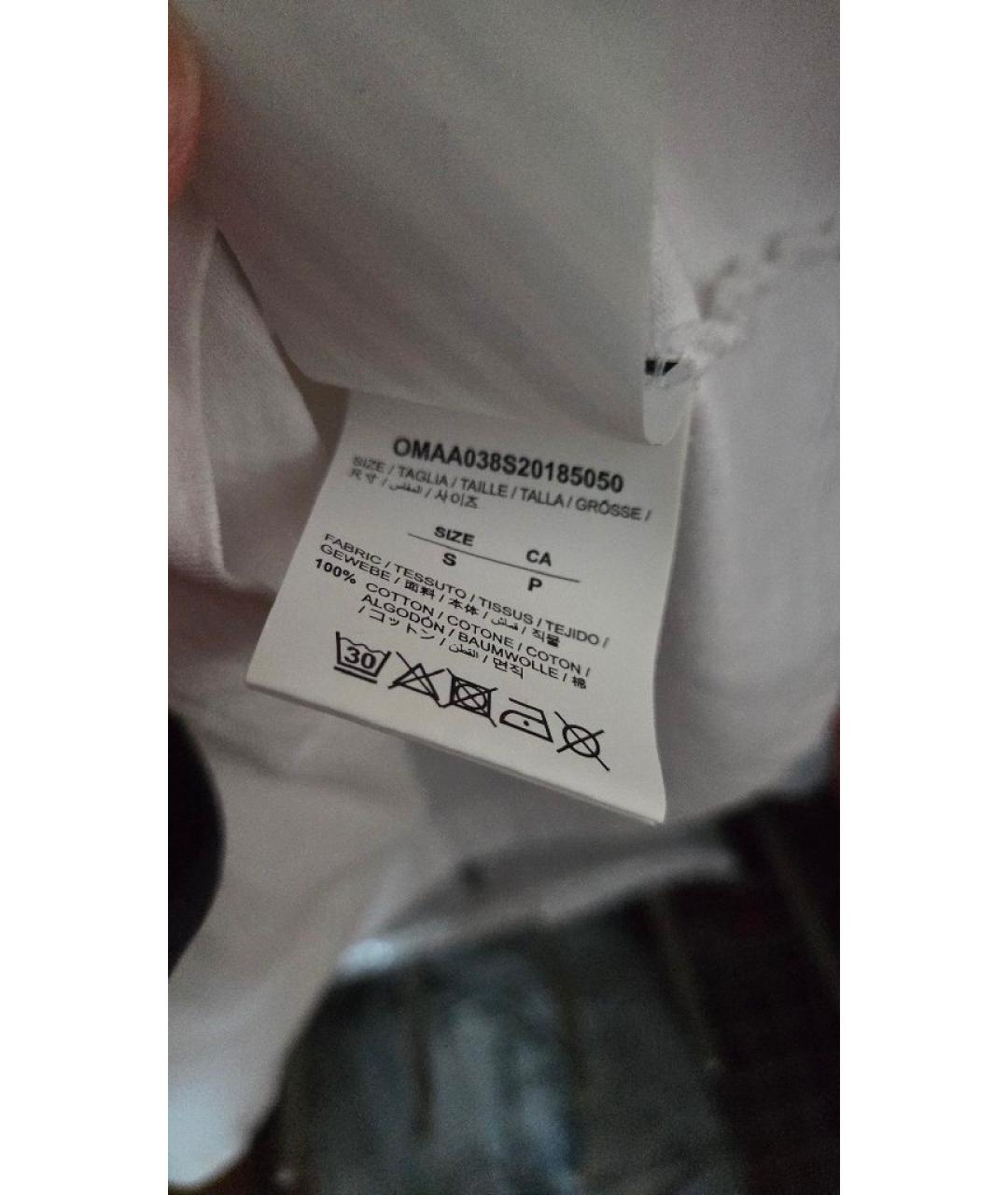 OFF-WHITE Белая хлопковая футболка, фото 6