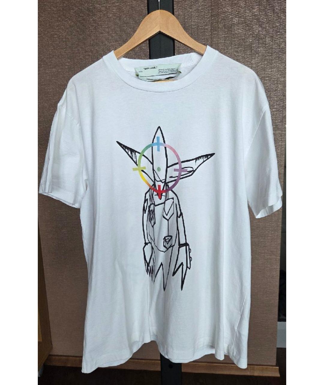 OFF-WHITE Белая хлопковая футболка, фото 2