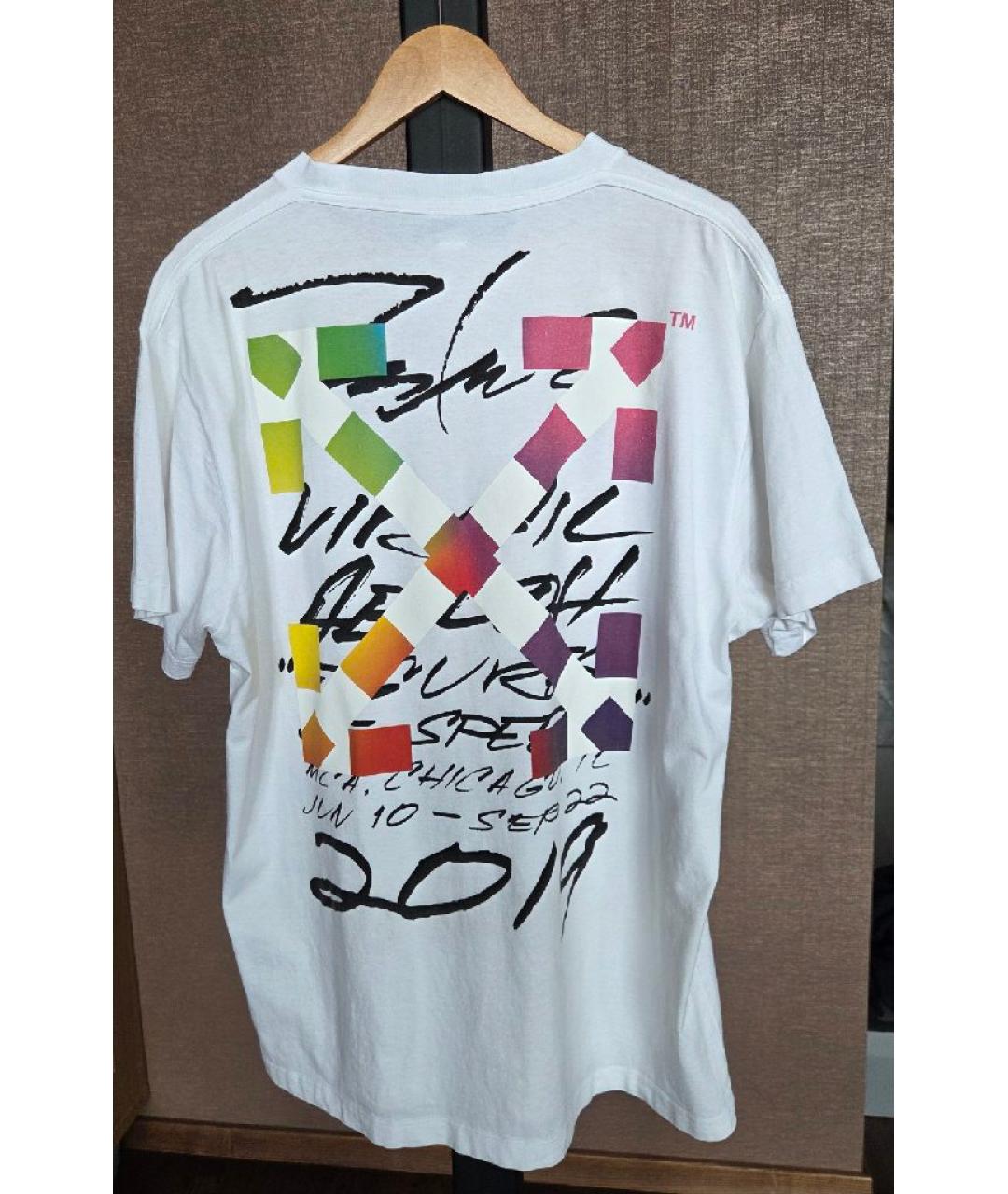 OFF-WHITE Белая хлопковая футболка, фото 4