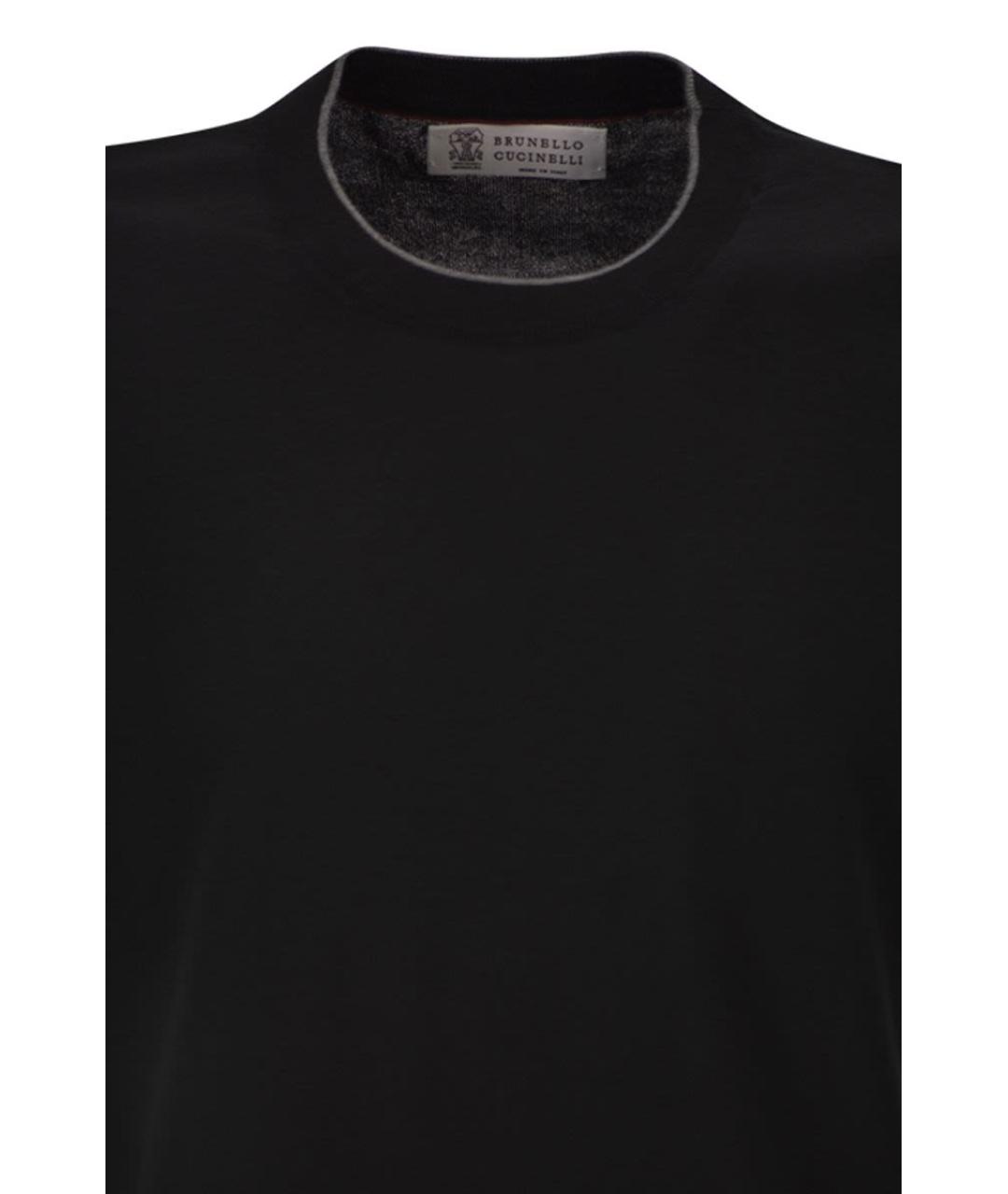 BRUNELLO CUCINELLI Черная хлопковая футболка, фото 4