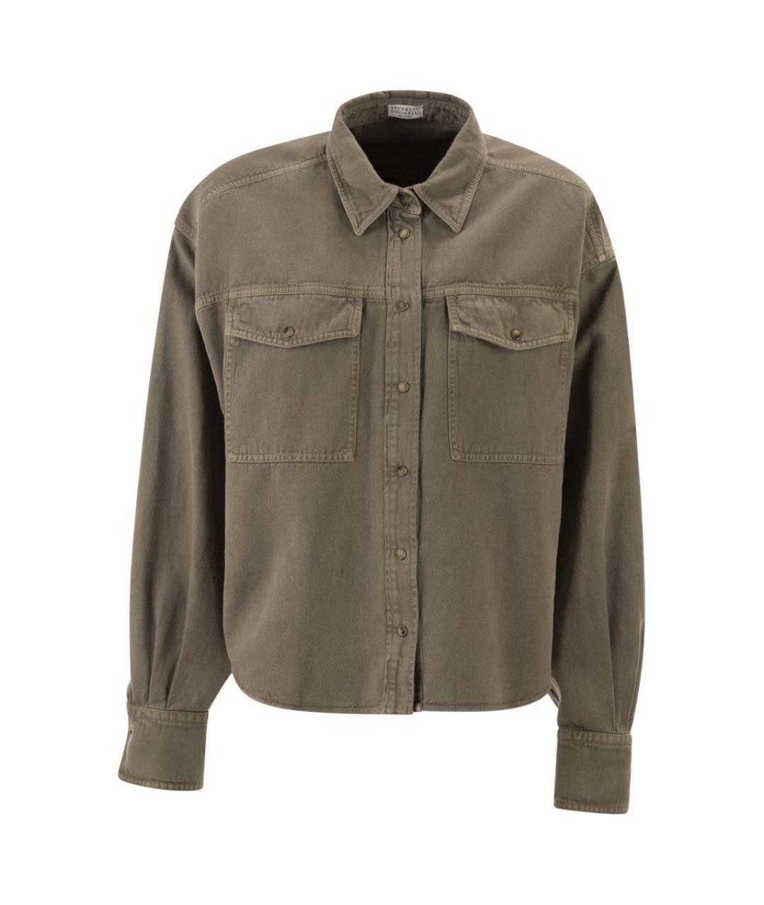 BRUNELLO CUCINELLI Коричневая хлопковая рубашка, фото 1