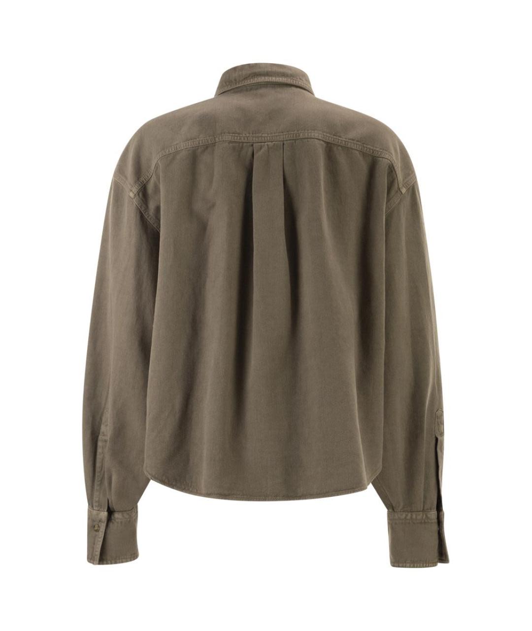 BRUNELLO CUCINELLI Коричневая хлопковая рубашка, фото 2