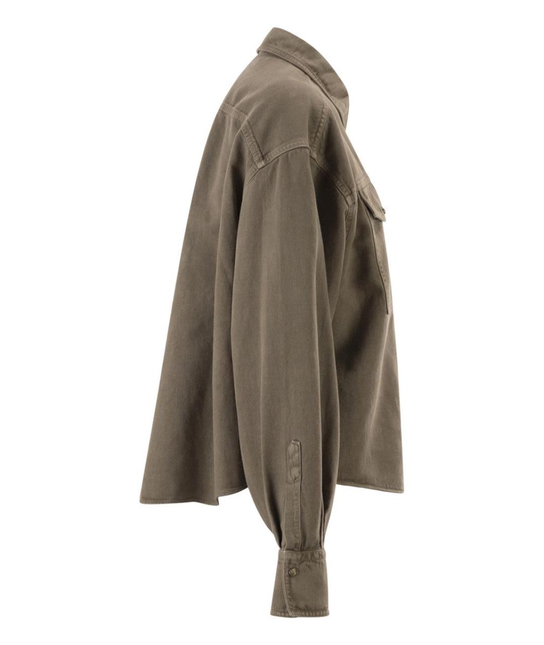 BRUNELLO CUCINELLI Коричневая хлопковая рубашка, фото 3